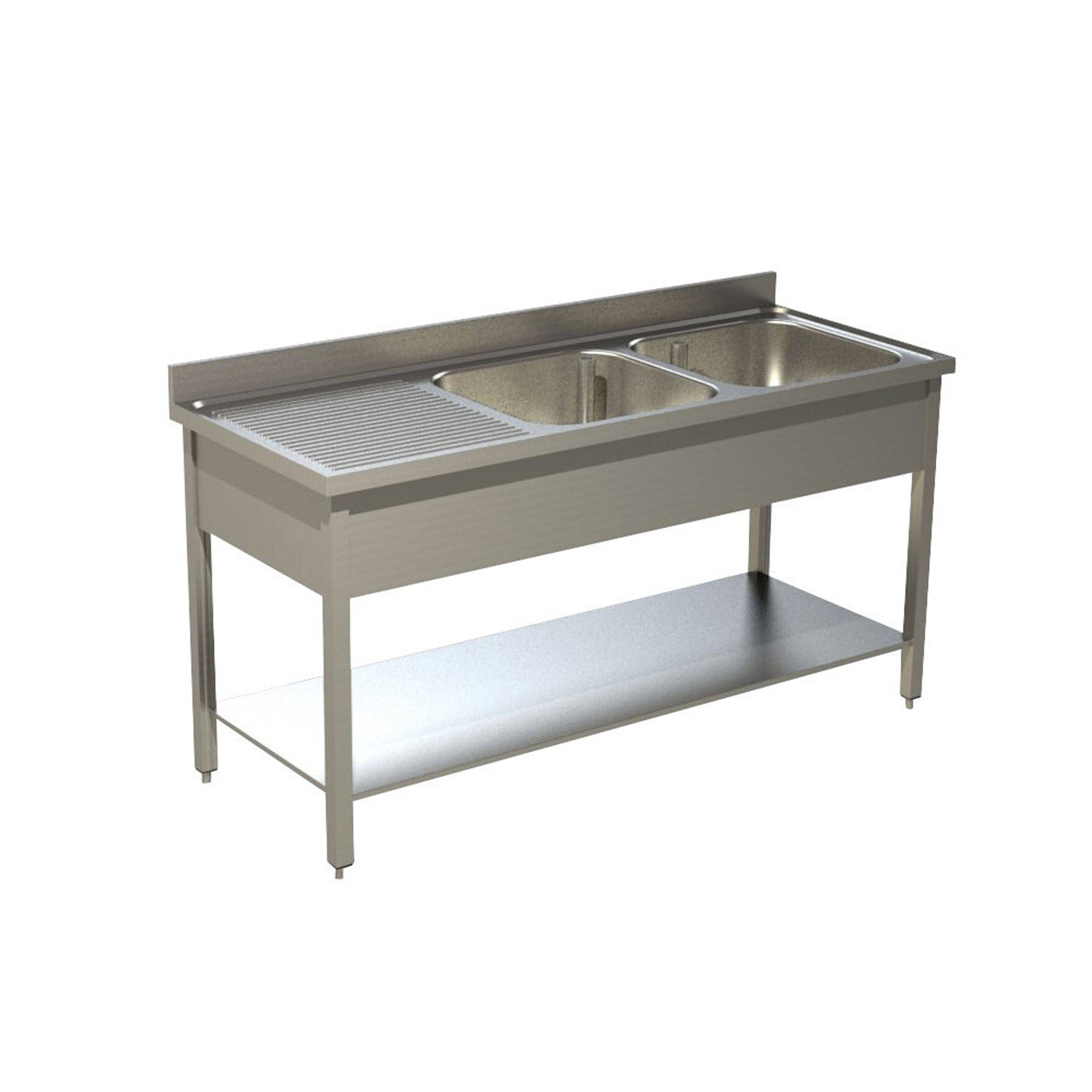 PLONGE INOX DOUBLE  BACS AVEC ÉGOUTTOIR À GAUCHE 